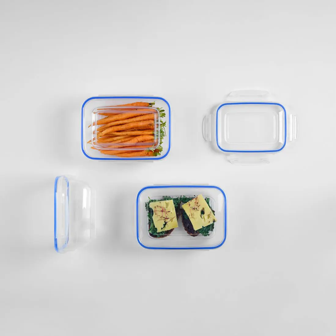 set di 3 Contenitori Ermetici di Plastica Trasparente e Forma Rettangolare con Coperchio Munito Di Clip Di Chiusura Lungo I Lati - immagine 4